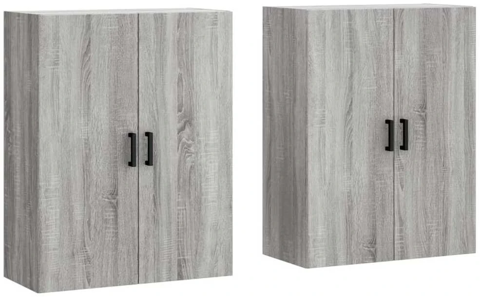 Prie sienos montuojamos spintelės, 2vnt., pilkos, 69,5x34x90cm