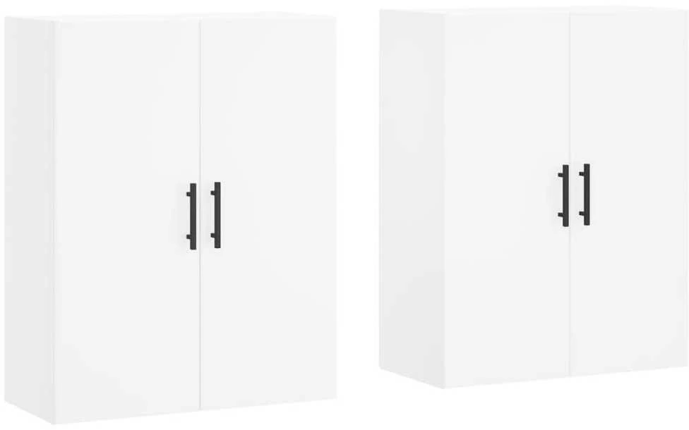 Prie sienos montuojamos spintelės, 2vnt., baltos, 69,5x34x90cm