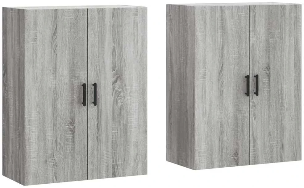 Prie sienos montuojamos spintelės, 2vnt., pilkos, 69,5x34x90cm