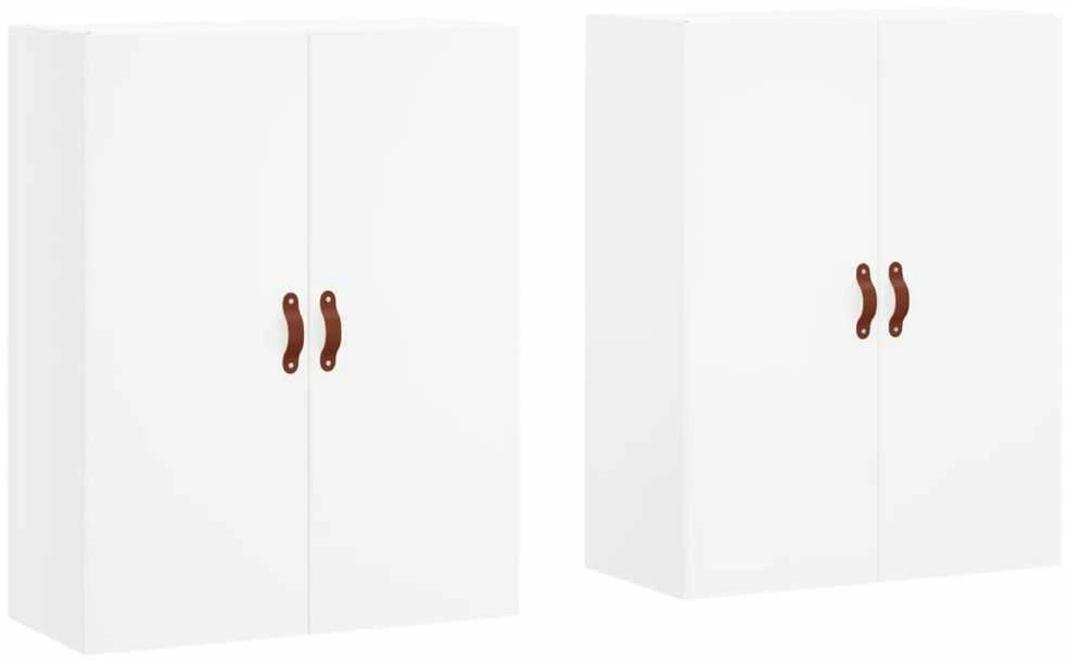 Prie sienos montuojamos spintelės, 2vnt., baltos, 69,5x34x90cm