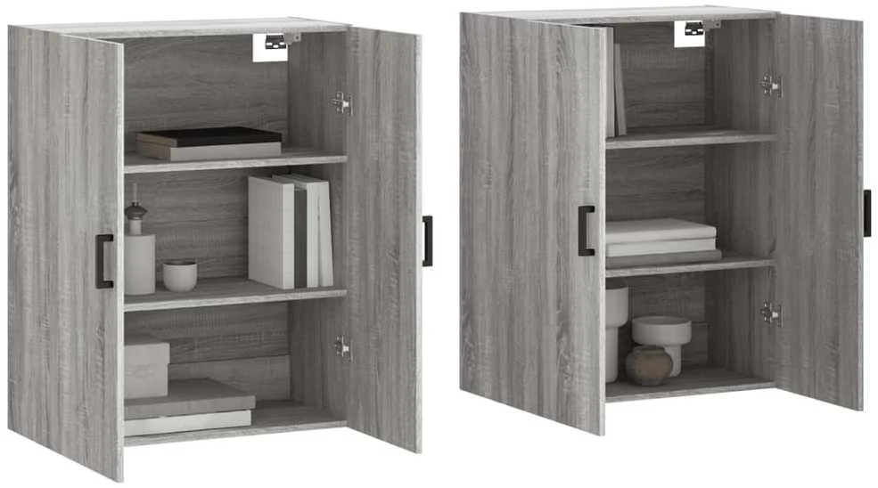 Prie sienos montuojamos spintelės, 2vnt., pilkos, 69,5x34x90cm