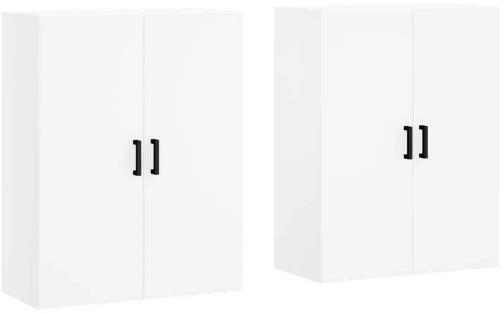 Prie sienos montuojamos spintelės, 2vnt., baltos, 69,5x34x90cm