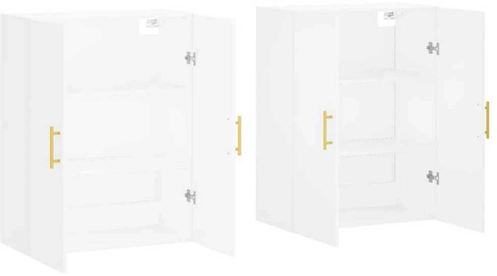 Prie sienos montuojamos spintelės, 2vnt., baltos, 69,5x34x90cm
