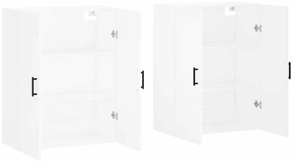 Prie sienos montuojamos spintelės, 2vnt., baltos, 69,5x34x90cm