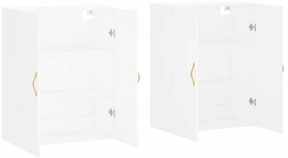 Prie sienos montuojamos spintelės, 2vnt., baltos, 69,5x34x90cm