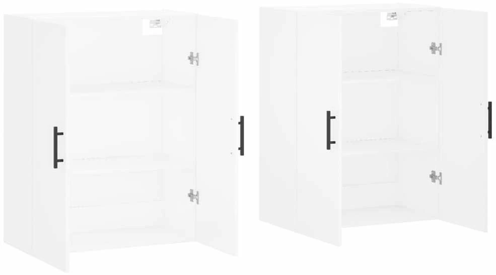 Prie sienos montuojamos spintelės, 2vnt., baltos, 69,5x34x90cm