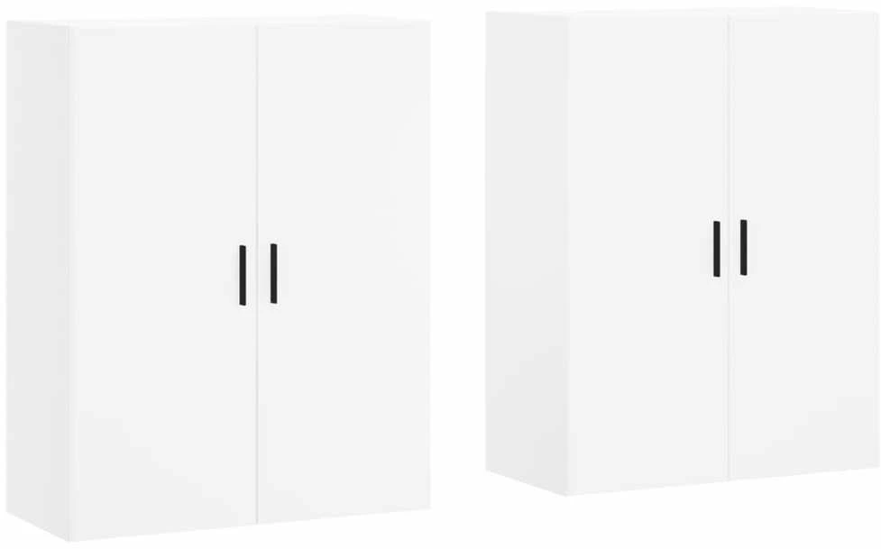 Prie sienos montuojamos spintelės, 2vnt., baltos, 69,5x34x90cm