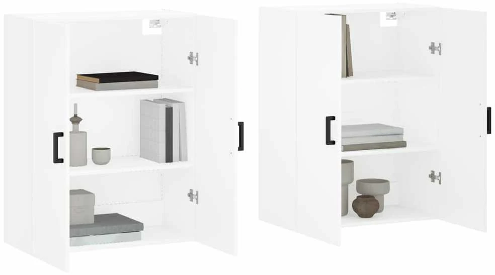 Prie sienos montuojamos spintelės, 2vnt., baltos, 69,5x34x90cm
