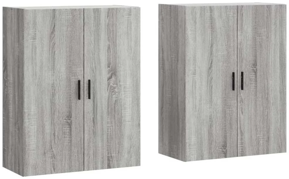 Prie sienos montuojamos spintelės, 2vnt., pilkos, 69,5x34x90cm