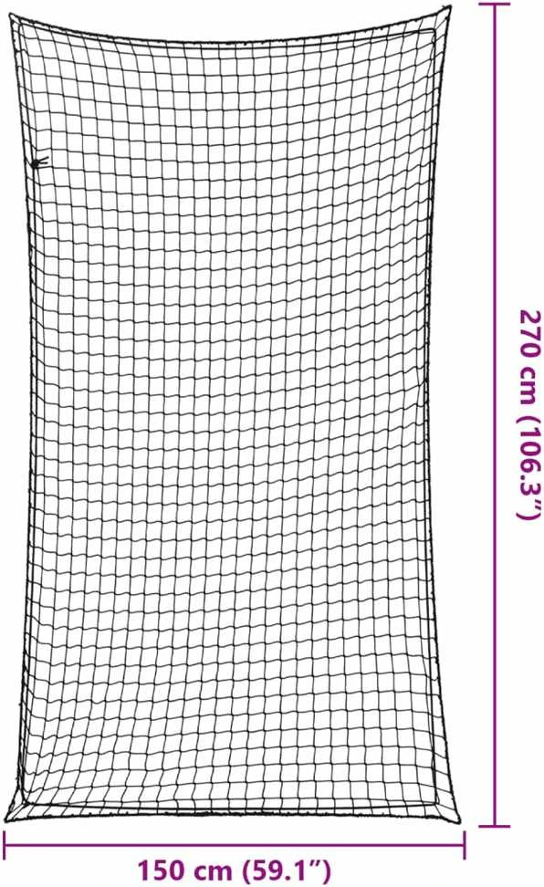 Priekabos tinklas su elastine virve, juodas, 2,7x1,5m, PP