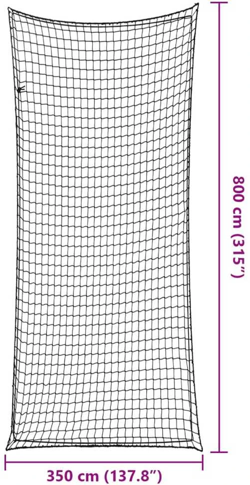 Priekabos tinklas su elastine virve, juodas, 8x3,5m, PP