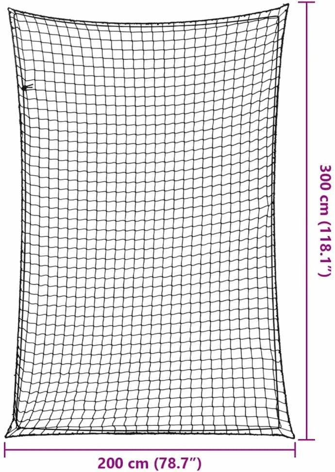 Priekabos tinklas su elastine virve, juodas, 3x2m, PP