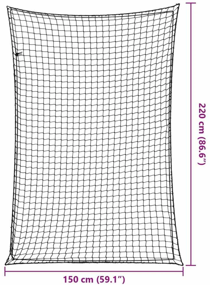 Priekabos tinklas su elastine virve, juodas, 2,2x1,5m, PP
