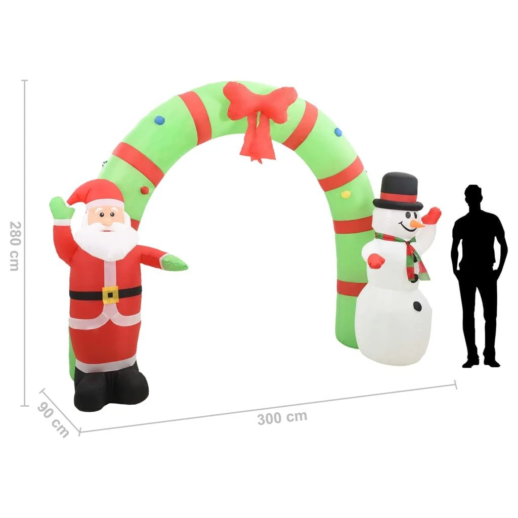 Pripučiama arka su Kalėdų Seneliu ir sniego seniu, LED, 223cm