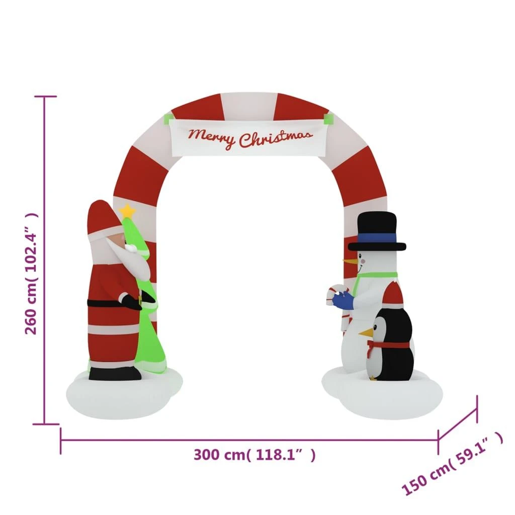Pripučiama kalėdinė dekoracija arka su LED lemputėmis, 260cm