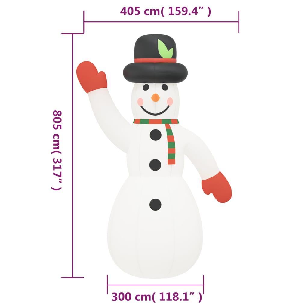 Pripučiama kalėdinė dekoracija sniego senis su LED, 805cm