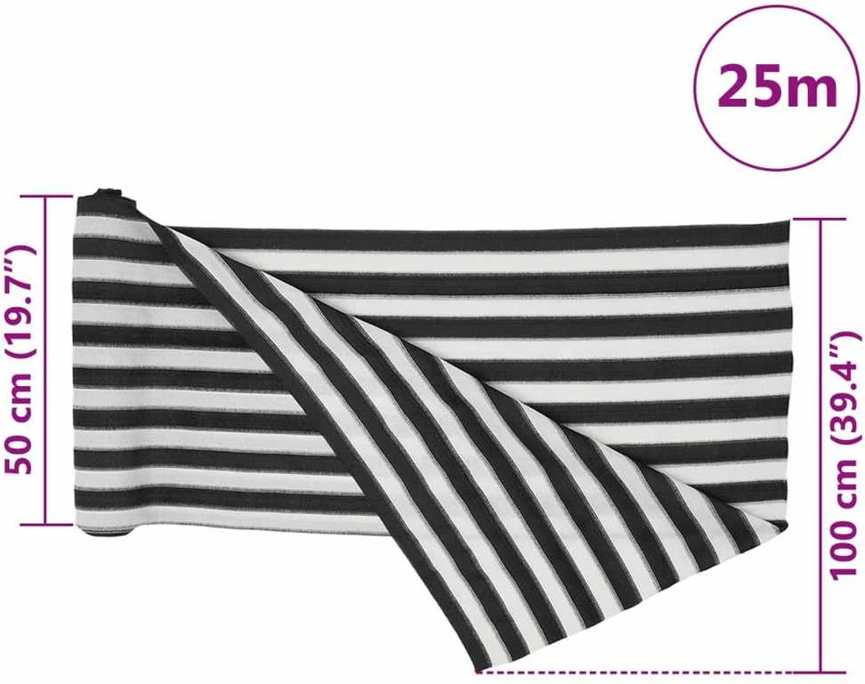 Privatumo suteikiantis tinklelis, antracito/baltas, 1x25m, HDPE
