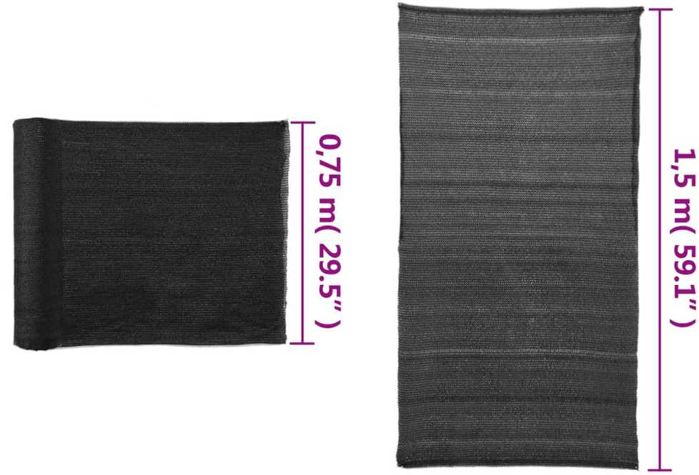 Privatumo suteikiantis tinklelis, juodas, 1,5x10 m, HDPE