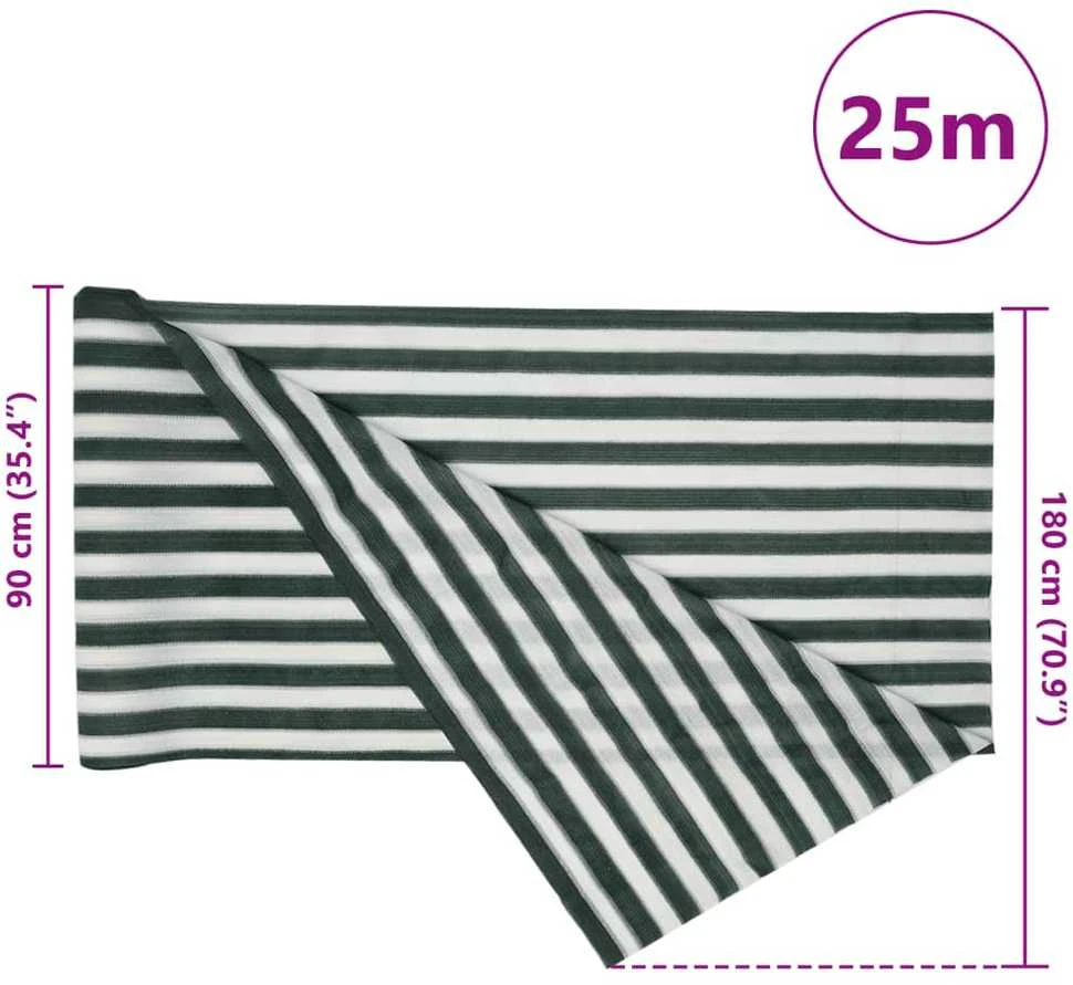 Privatumo suteikiantis tinklelis, žalias/baltas, 1,8x25m, HDPE