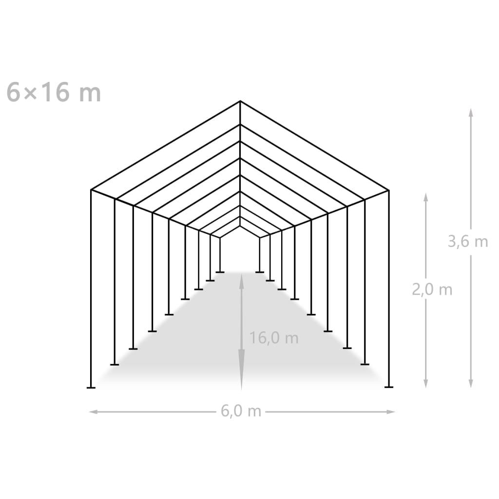 Proginė palapinė, baltos spalvos, 6x16m, PE