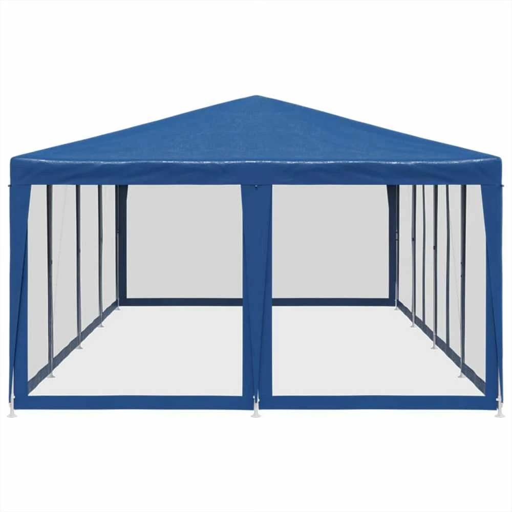 Proginė palapinė su 12 tinklinėmis sienomis, mėlyna, 8x4m, HDPE