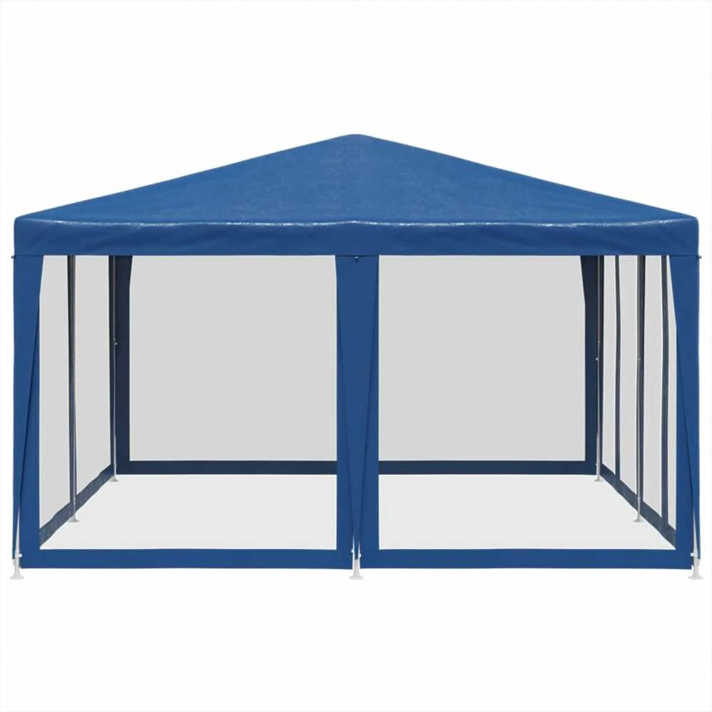 Proginė palapinė su 8 tinklinėmis sienomis, mėlyna, 4x4m, HDPE