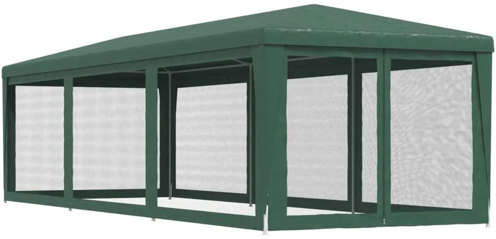 Proginė palapinė su 8 tinklinėmis sienomis, žalia, 3x9m, HDPE