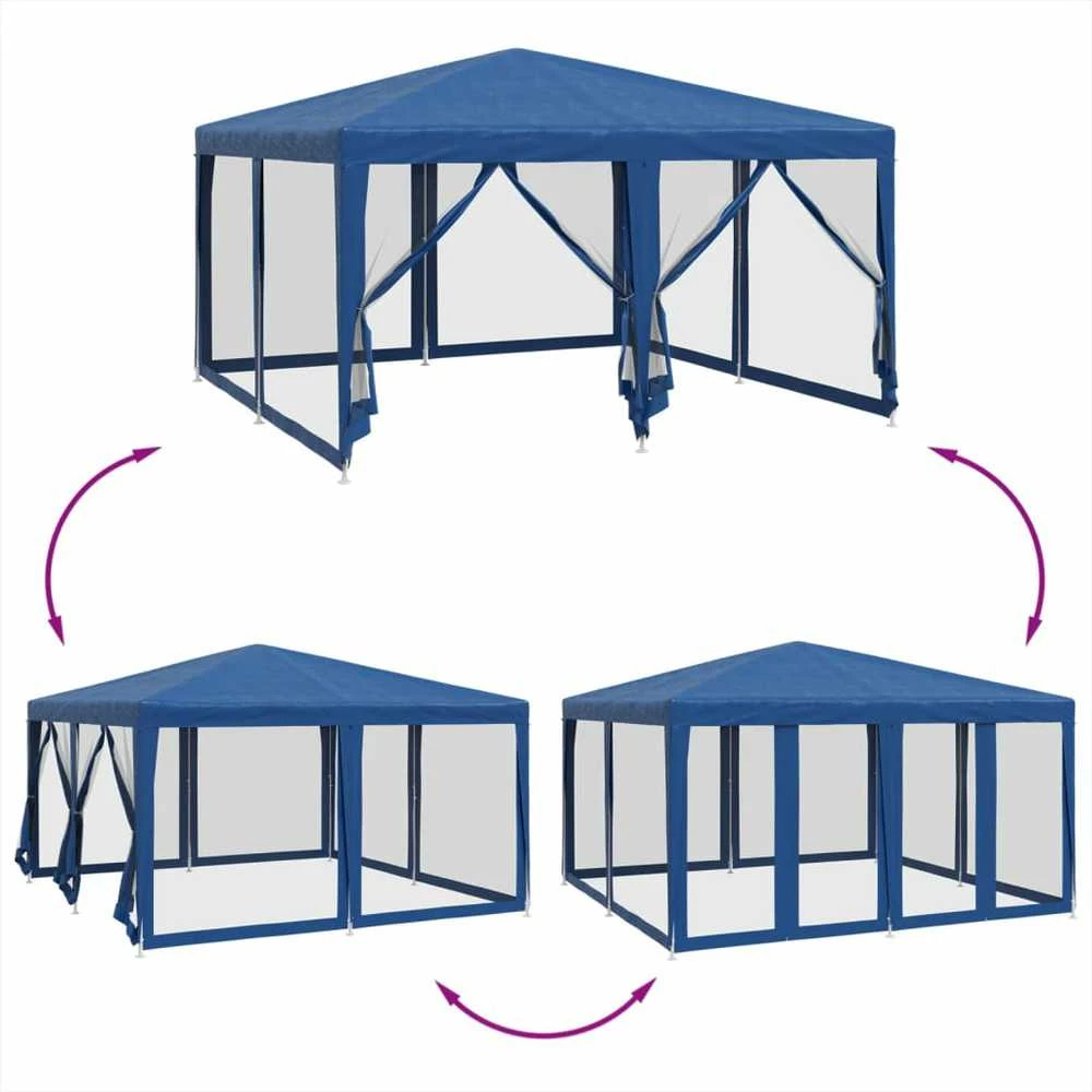 Proginė palapinė su 8 tinklinėmis sienomis, mėlyna, 4x4m, HDPE