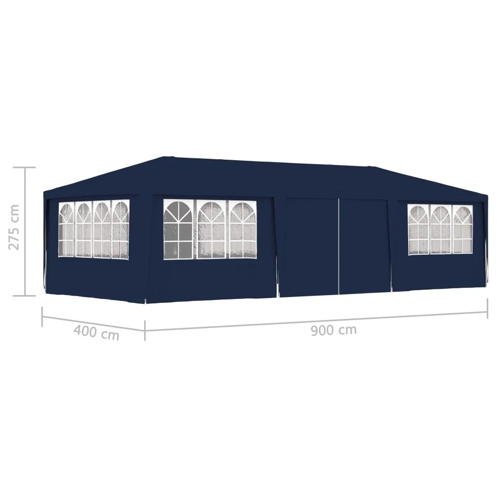 Proginė palapinė su šoninėmis sienomis, mėlyna, 4x9m, 90g/m²