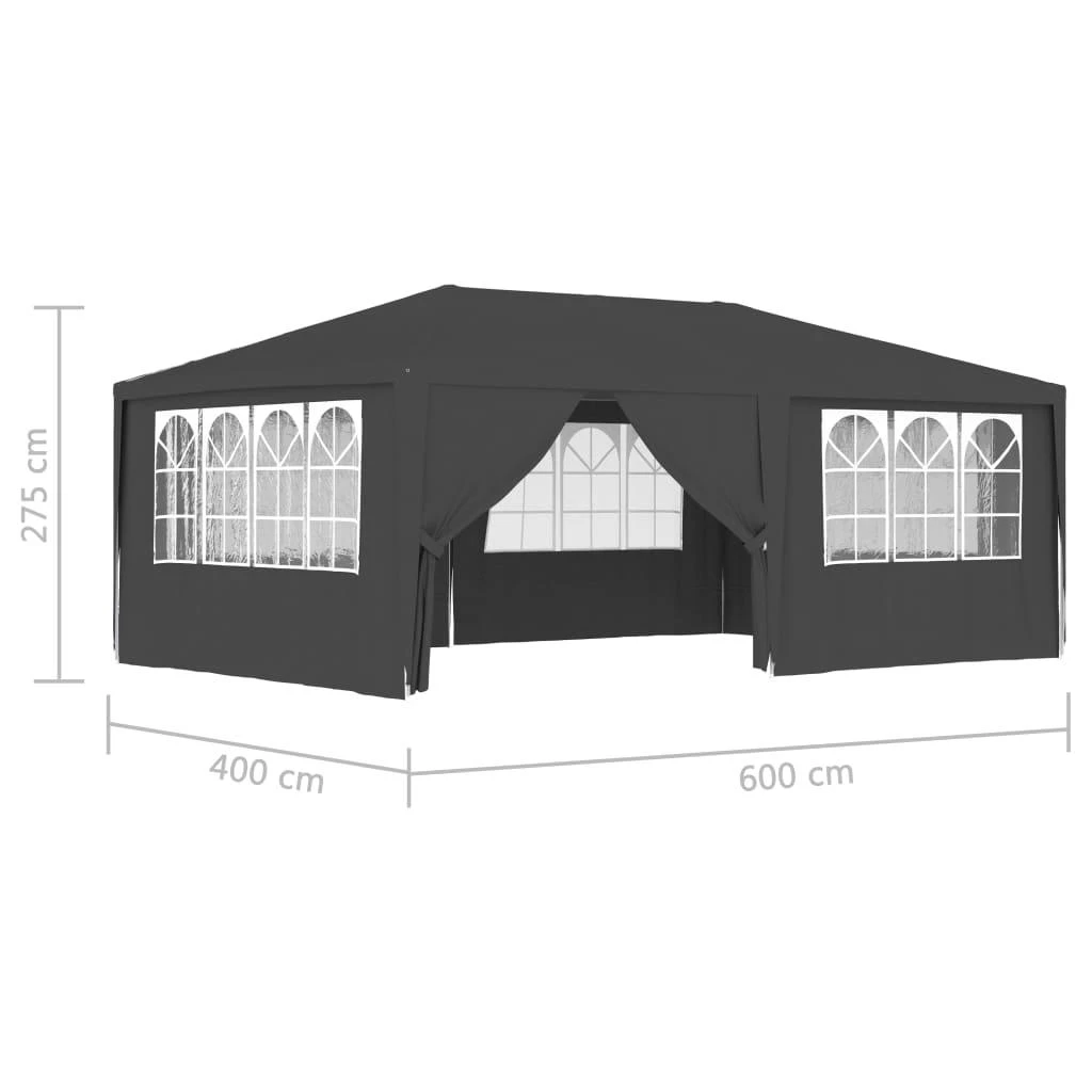 Proginė palapinė su šoninėmis sienomis, antracito, 4x6m, 90g/m²