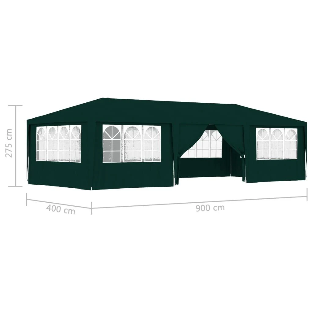 Proginė palapinė su šoninėmis sienomis, žalia, 4x9m, 90g/m²