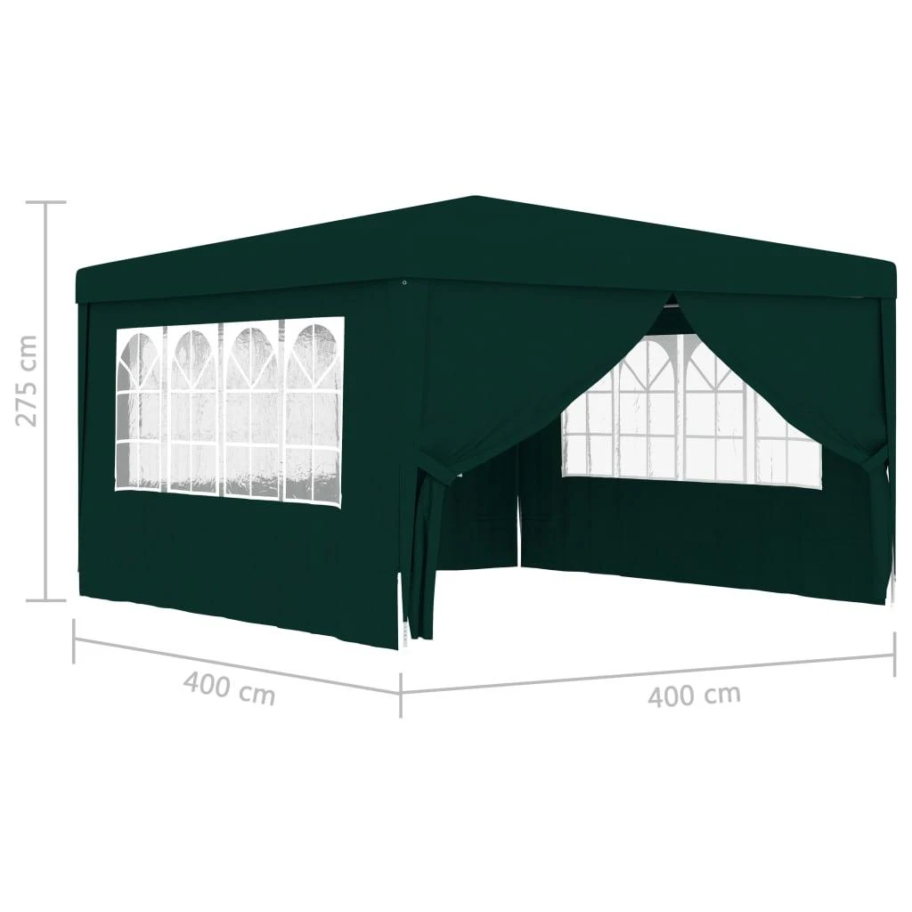 Proginė palapinė su šoninėmis sienomis, žalia, 4x4m, 90g/m²