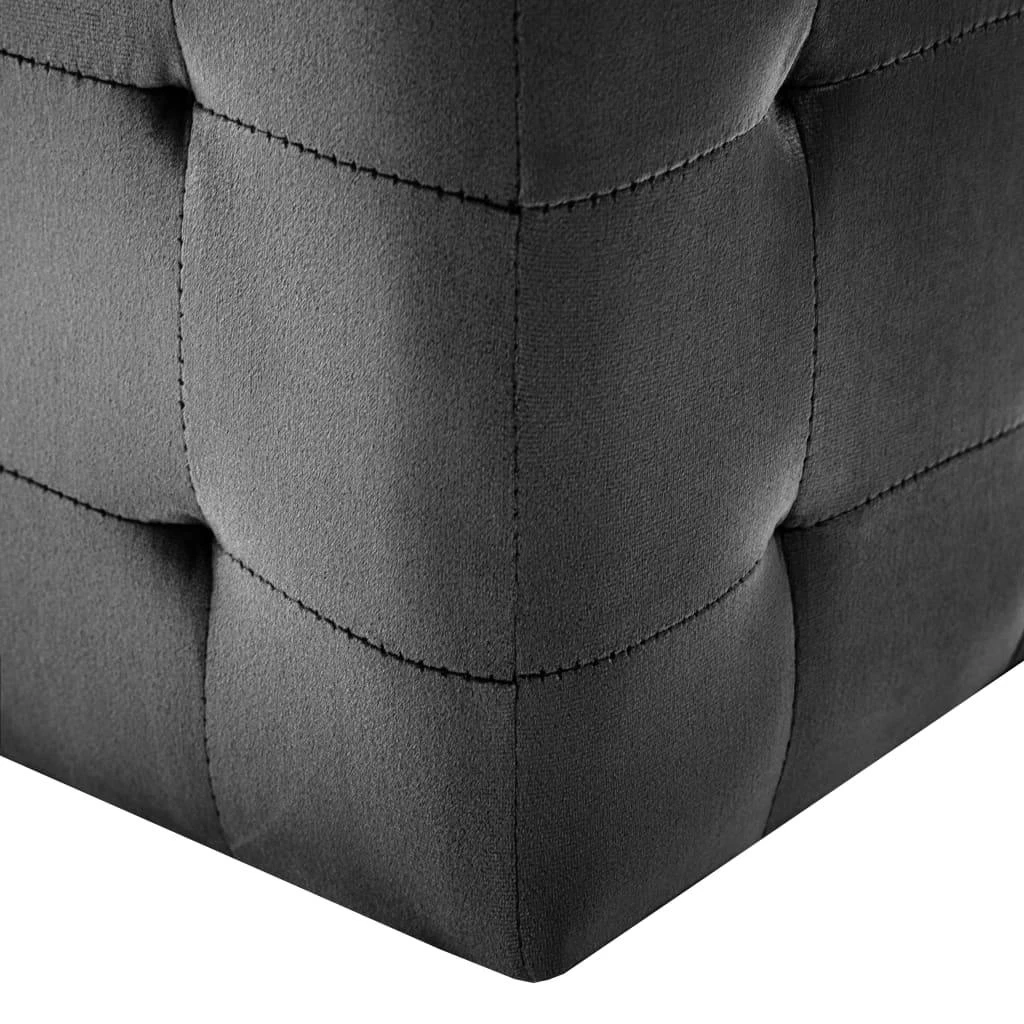 Pufai, 2 vnt., juodos spalvos, 30x30x30cm, aksomas (249018)
