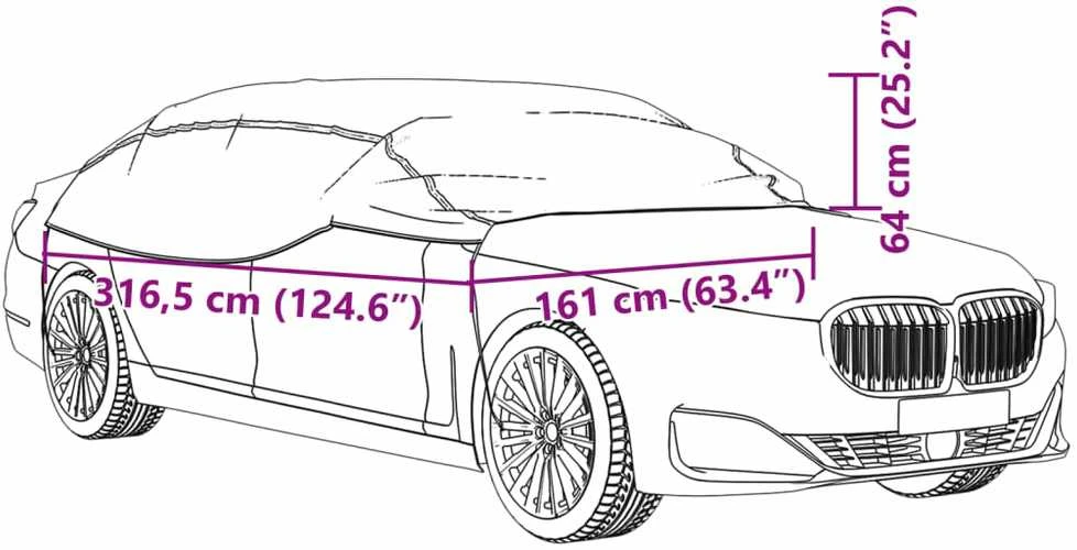 Pusės automobilio uždangalas su kabliukais, sidabrinis, XL