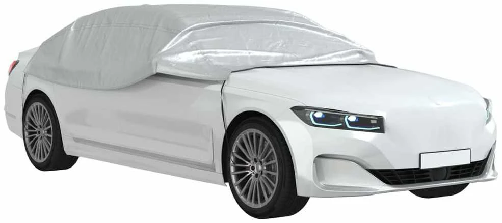 Pusės automobilio uždangalas su kabliukais, sidabrinis, M, PEVA