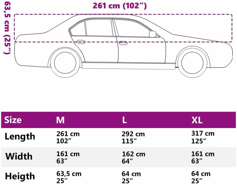 Pusės automobilio uždangalas su kabliukais, sidabrinis, M, PEVA