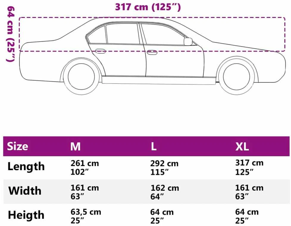 Pusės automobilio uždangalas su kabliukais, sidabrinis, XL