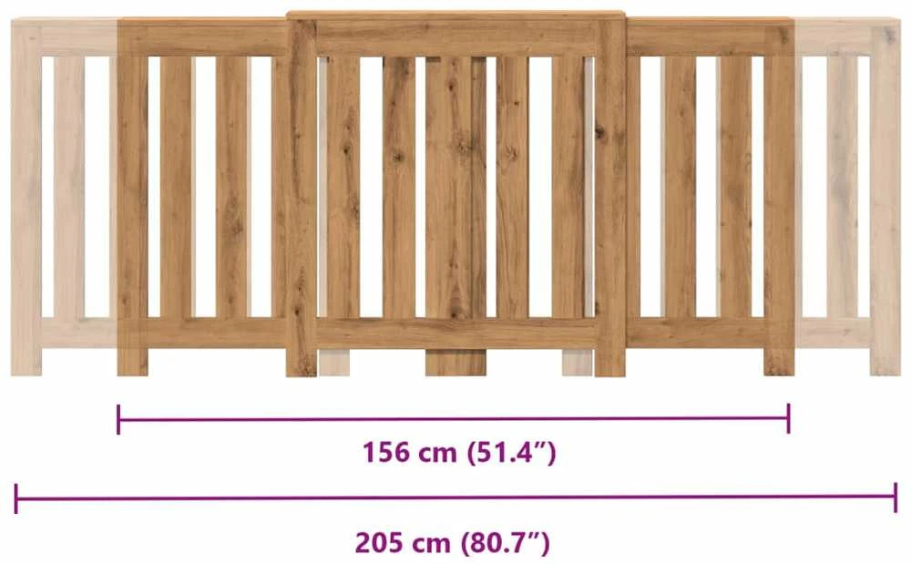 Radiatoriaus uždangalas, ąžuolo, 205x21,5x83,5cm, mediena