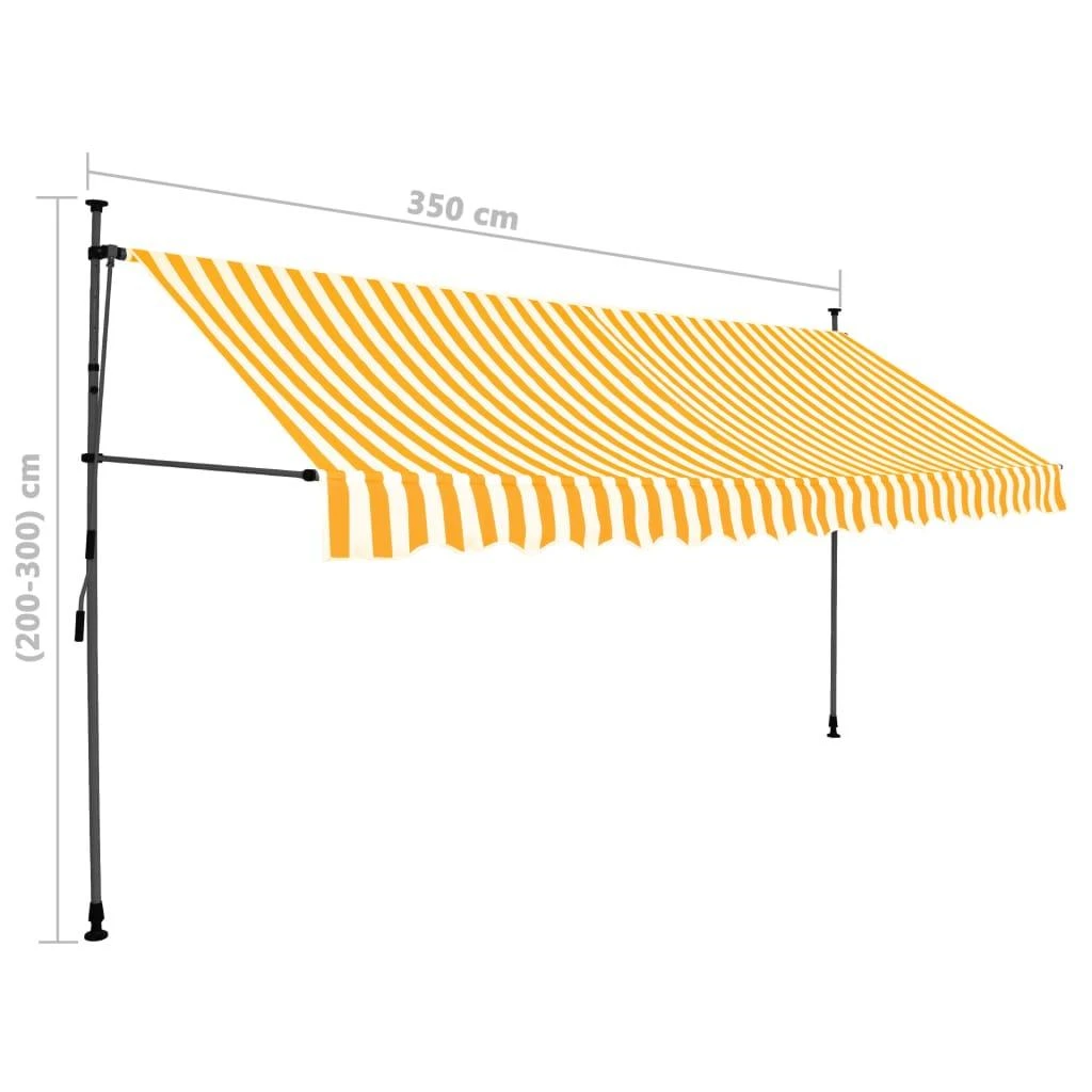 Rankinė ištraukiama markizė su LED, balta ir oranžinė, 350cm