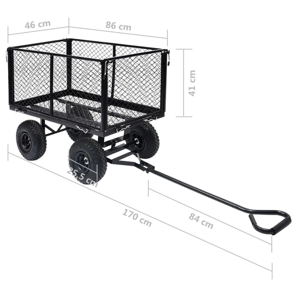 Rankinis sodo vežimėlis, juodos spalvos, 350kg