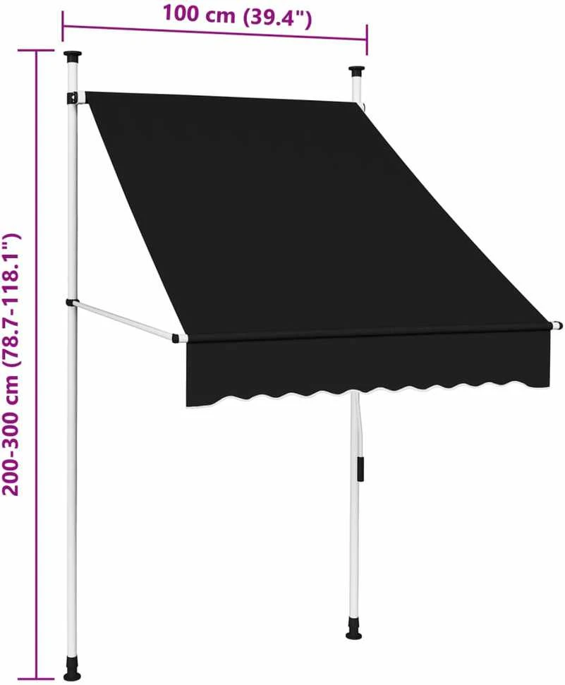 Rankiniu būdu ištraukiama markizė, antracito spalvos, 100cm