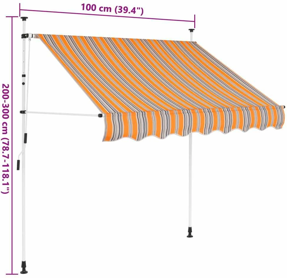 Rankiniu būdu ištraukiama markizė, geltona ir mėlyna, 100cm