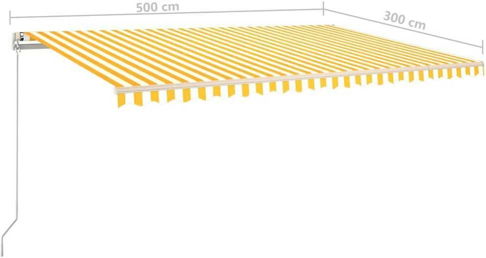 Rankiniu būdu ištraukiama markizė, geltona/balta, 500x300cm