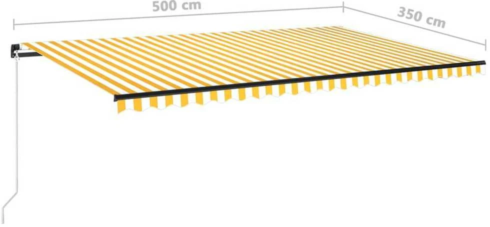 Rankiniu būdu ištraukiama markizė, geltona ir balta, 500x350cm