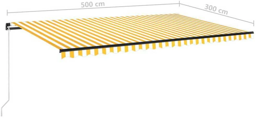 Rankiniu būdu ištraukiama markizė, geltona ir balta, 500x300cm