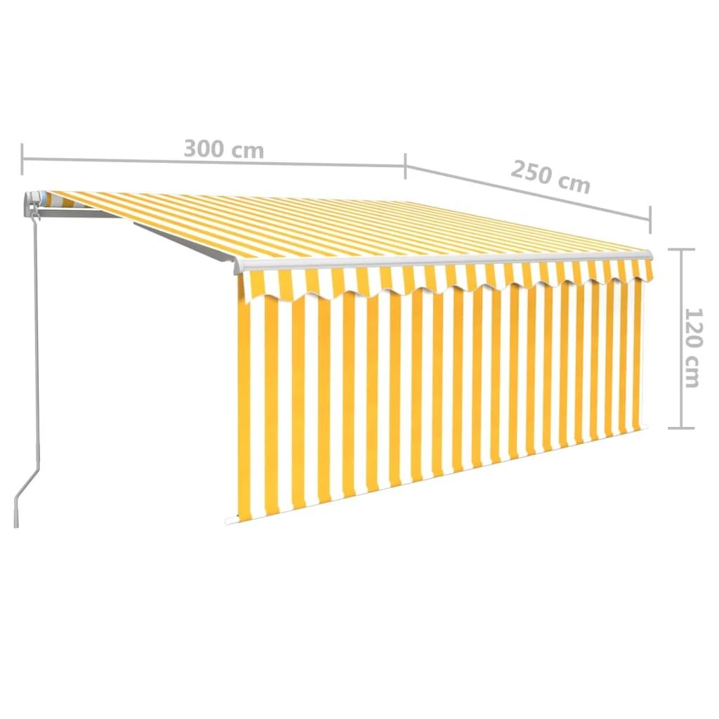 Rankiniu būdu ištraukiama markizė, geltona ir balta, 3x2,5m