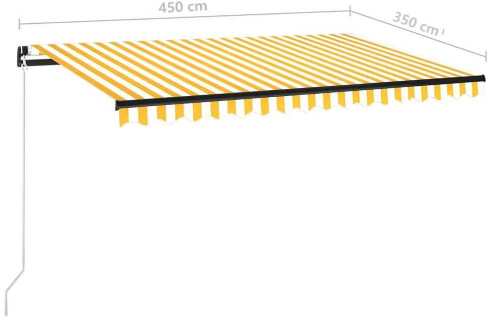 Rankiniu būdu ištraukiama markizė, geltona ir balta, 450x350cm