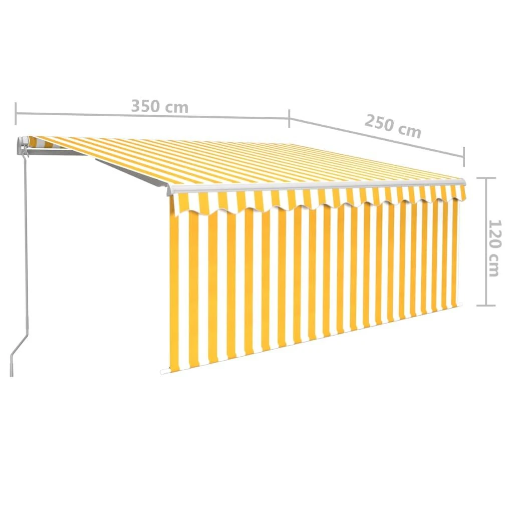 Rankiniu būdu ištraukiama markizė, geltona ir balta, 3,5x2,5m