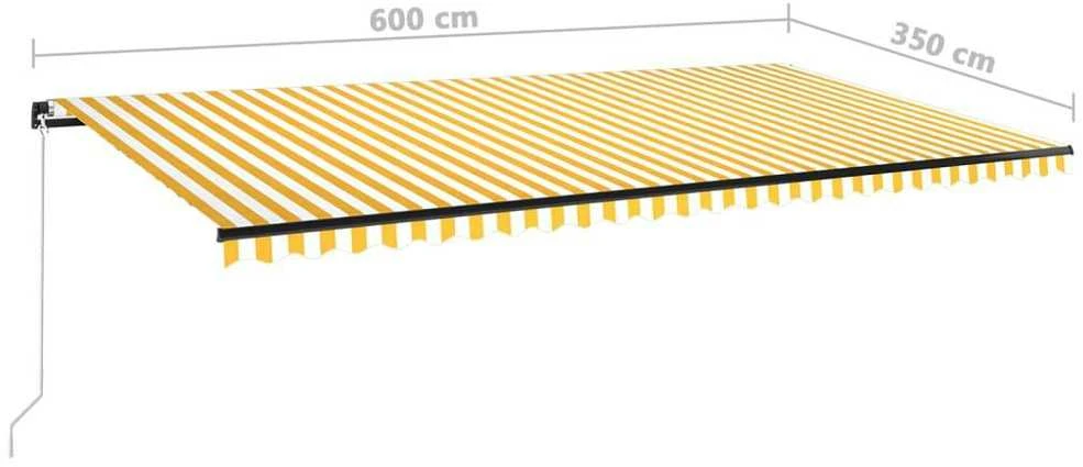 Rankiniu būdu ištraukiama markizė, geltona ir balta, 600x350cm