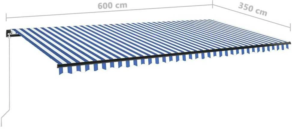 Rankiniu būdu ištraukiama markizė, mėlyna ir balta, 600x350cm